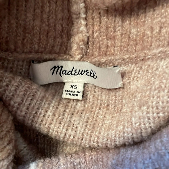 Madewell Turtleneck Grid Pattern Cozy Sweater Oversized XS Beige Color Cozy EUC - Picture 6 of 12